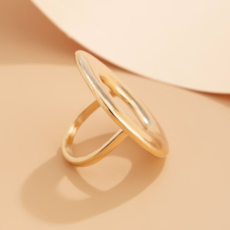Hot sales Unusual unusual cutting geometrically smooth metal large French rings, new fashion, simple artificial rings_voghion.com