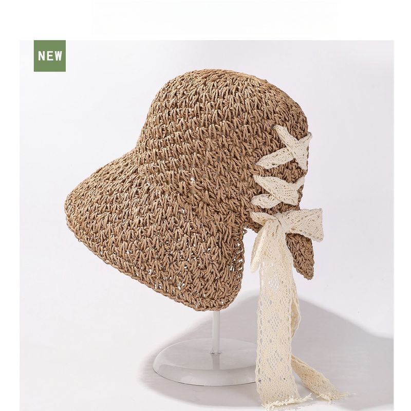 Cappello da sole fatto a mano con tesa larga, fatto a mano, con cinturino in pizzo, da fata, estivo, da gita, protezione solare, 56-58 cm_voghion.com