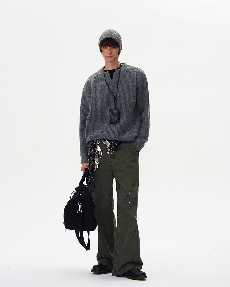 Herren Vintage Zopfmusterpullover – CleanFit Oversized Pullover (M-3XL, Polyestermischung, knitterfrei)_voghion.com