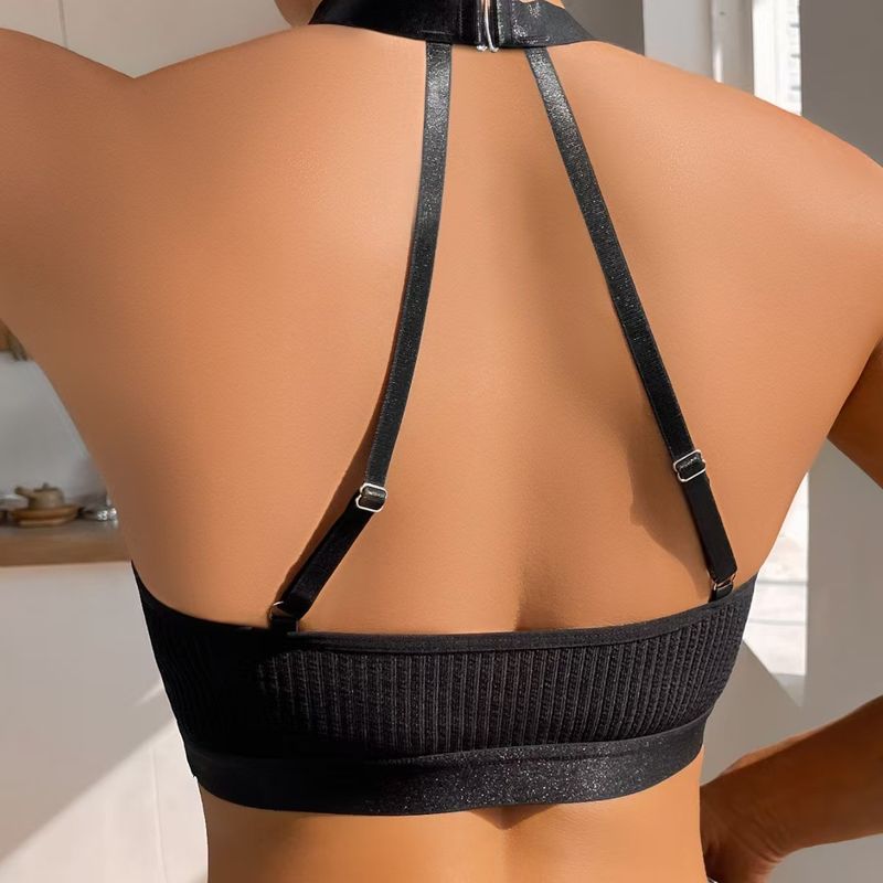 Beliebter europäischer und amerikanischer Mesh-Spleißen-Westen-Stil Atmungsaktiver BH Außenhandel Neckholder-Damen-BH Große Größe_voghion.com