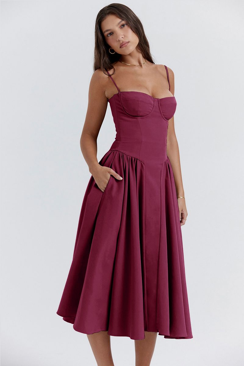 Gonna Nuova Gonna Lunga Francese Retro Stile Palazzo Dopamina Indossare Abito Con Bretelle Per Le Donne_voghion.com