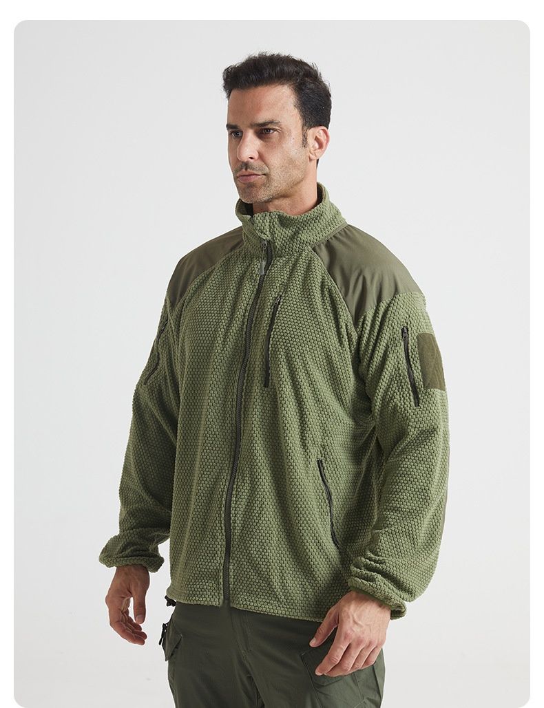 Cove Football Grid Outdoor-Sportjacke mit Stehkragen, Fleece-Taktikjacke, warm, Herren-Softshelljacke, Innenfutter, Campingausrüstung_voghion.com