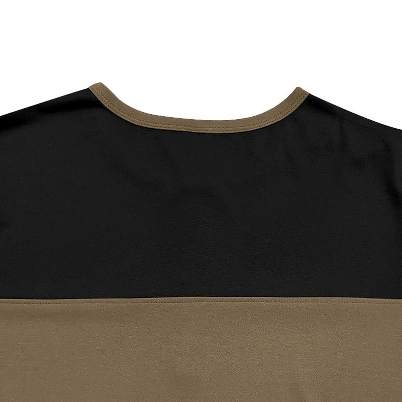 Men's Retro Two-Tone Henley Neck Long Sleeve T-Shirt - Breathable Polyester Blend, Relaxed Fit For Casual & Everyday Wear_voghion.com