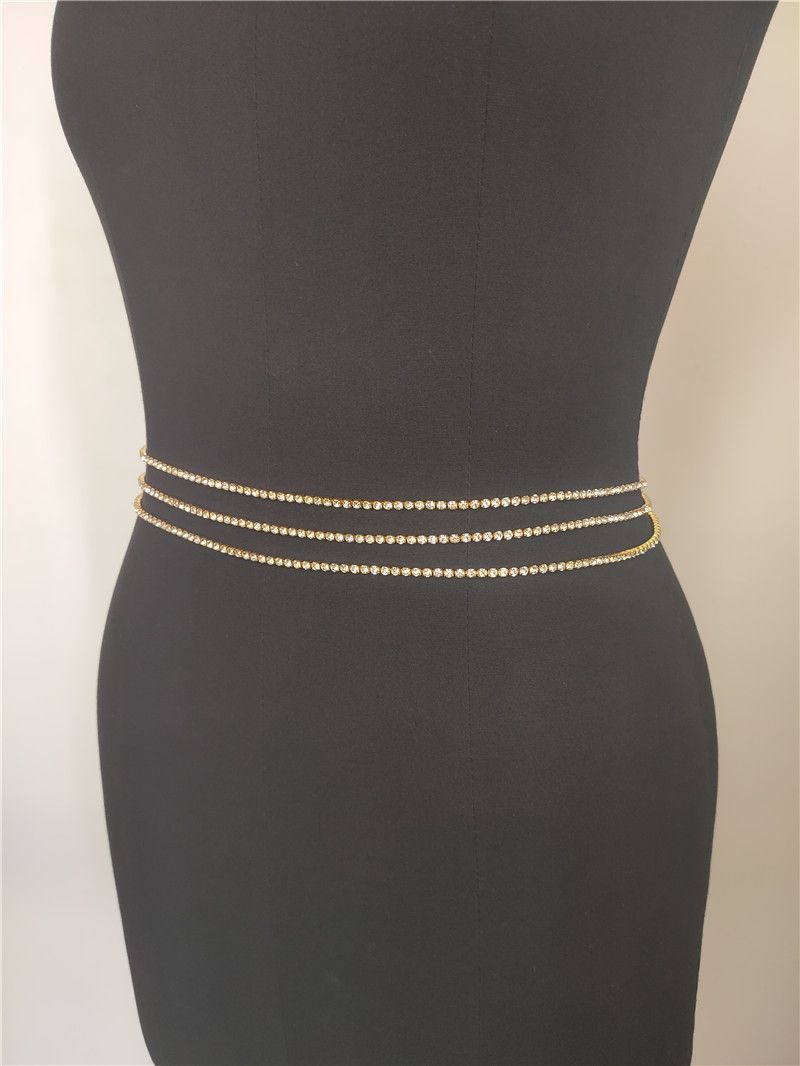 Gioielli da donna con catena in vita con diamanti scintillanti e tripli con diamanti singoli_voghion.com