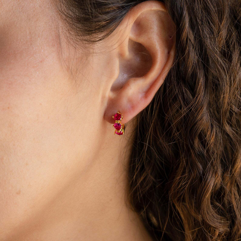 Damenschmuck, Ohrstecker mit 12 Geburtssteinen für Frauen, hypoallergene geometrische Ohrringe mit 18 Karat Vergoldung, minimalistische, zierliche Ohrringe für jeden Tag_voghion.com