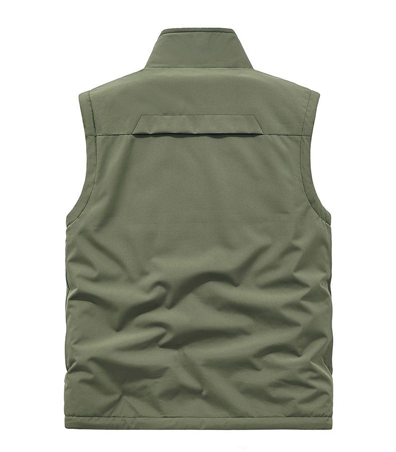 Men's Reversible Fleece Vest For Outdoor & Casual Wear, Stand Collar, Thick Warm Layering Vest, Lightweight & Breathable, Multiple Pockets_voghion.com