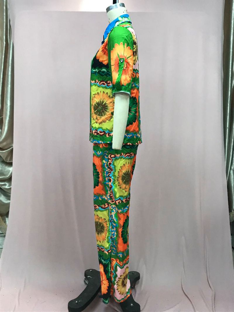 Damenbekleidung Mode personalisierter Druck Kurzarm Urlaub Freizeit lockerer zweiteiliger Anzug_voghion.com