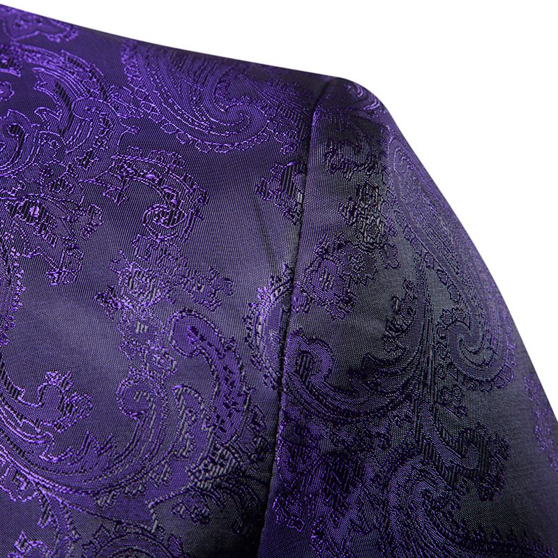 Anzug Court Style Dunkles Muster Design Mode Single Button Slim Fit Herren Blazer_voghion.com