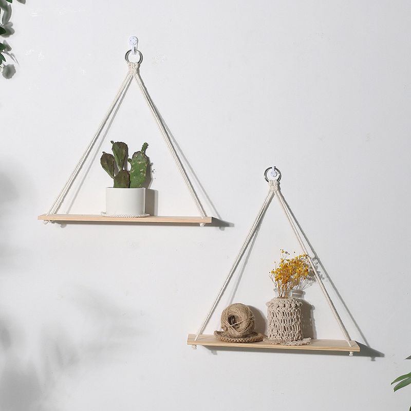 Nordic style souvenir hemp rope woven wood wall decoration simple and solid homestay living room bedroom decoration wholesale_voghion.com