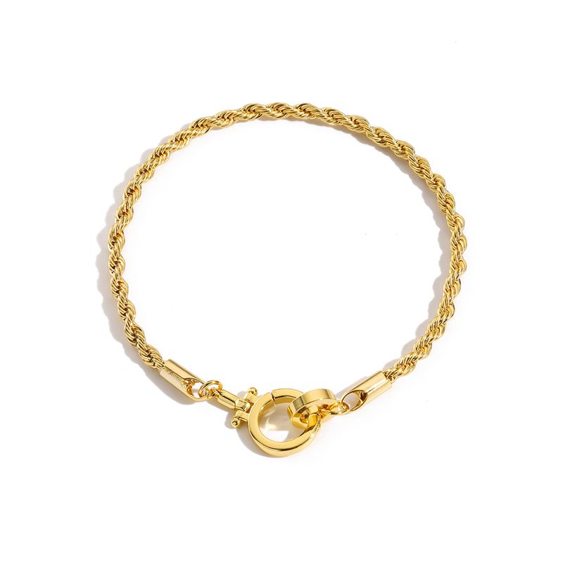 Pulsera cubana de hip-hop minimalista con cadena gruesa y clip de papel estilo frío para mujer_voghion.com