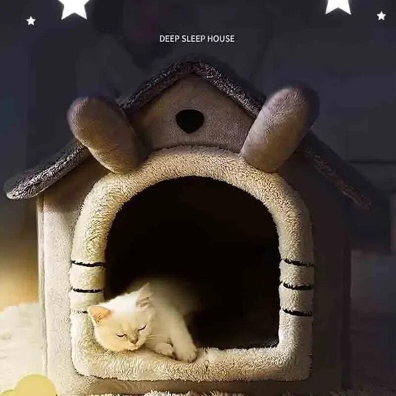 Indoor Warm Soft Pet Tent House Dog Kennel Cat Bed With Removable Cushion Suitable For Small Medium Large Pets_voghion.com