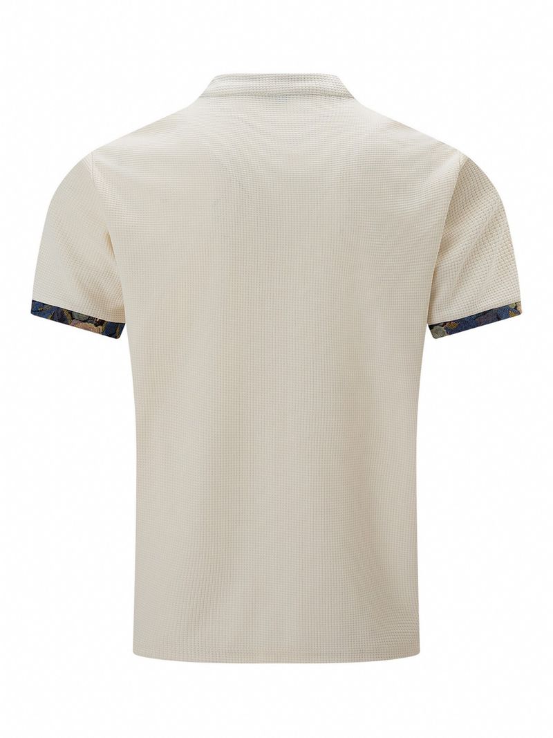Sommer Waffelkragen Kurzarm Shorts Zweiteiler Set für Sport und Freizeit Herrenanzug_voghion.com