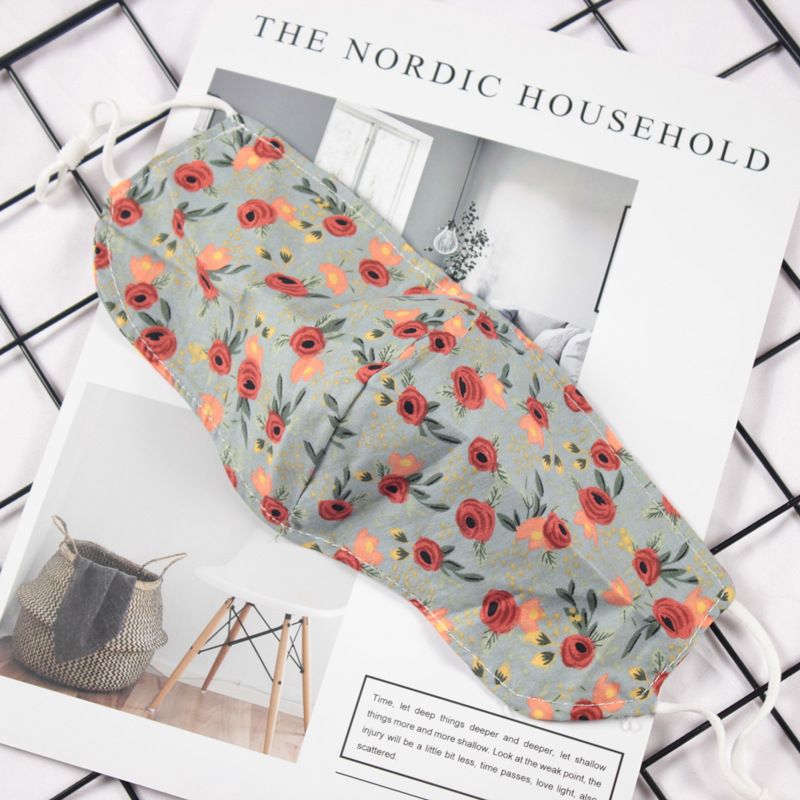 Klein vers bloemenpatroon Dubbellaags ademend verstelbaar stofmasker voor vrouwen_voghion.com