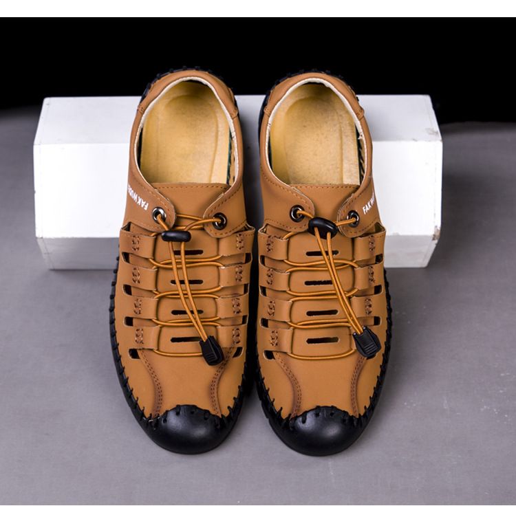 Sandali casual 2025 nuovi, suola morbida antiscivolo, traspiranti, scarpe da guida in pelle fresca da uomo_voghion.com