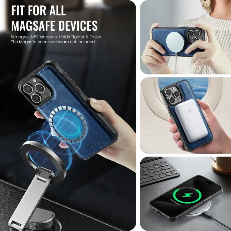 Custodia per telefono con porta carte magnetico staccabile con blocco RFID, mini portafoglio per iPhone 16 13 12 Pro Max 15 14 Plus, custodia in pelle PU_voghion.com