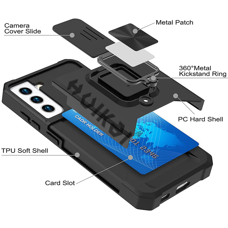 Wallet Case For Samsung S21 S20 Note 20 Ultra Plus FE A52 A72 A32 Slide Camera Kickstand Card Holder Heavy Duty Protecti_voghion.com