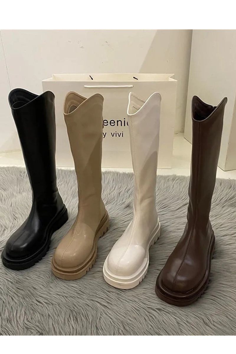 ShoeGlobe Boots With Fleece Lining, New Style Long Women's Riding Boots, Thick Sole, Autumn And Winter, Wide Mouth, Plus Size,_voghion.com