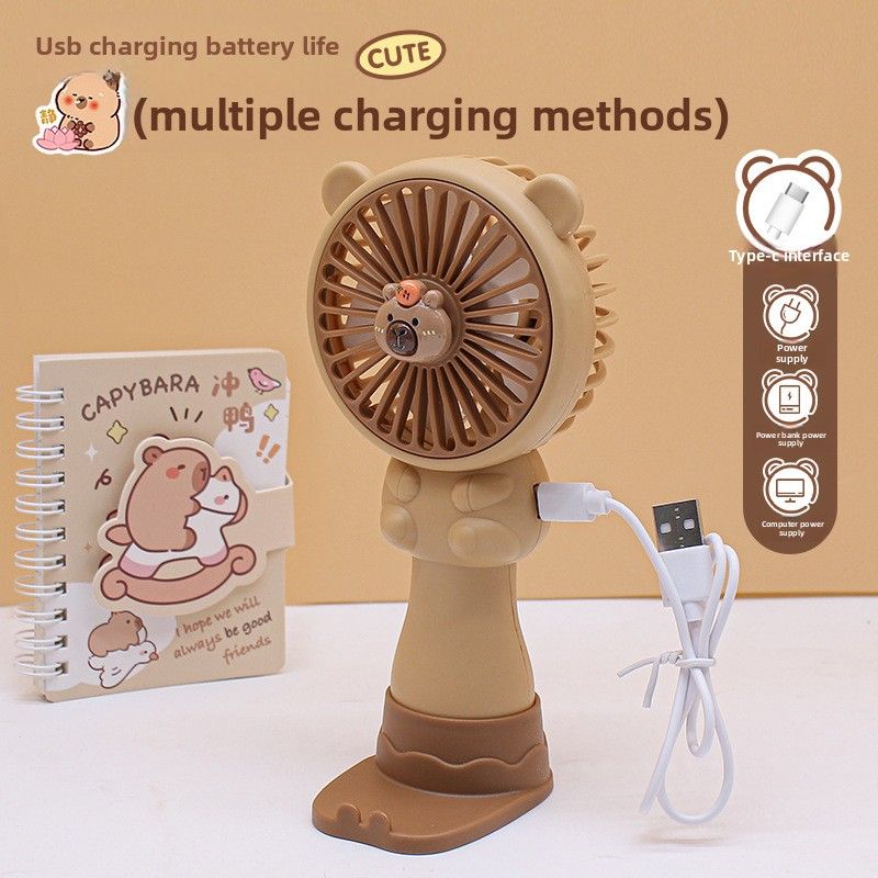 2025 New Handheld Small Fan Cute Kapibara Portable Handheld Fan Summer Mini Fan_voghion.com