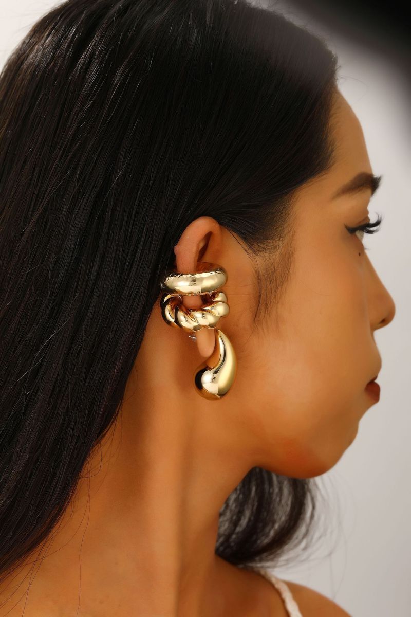 1 Piece 1 Set 1 Pair Classic Style C Shape Geometric Water Droplets Plating CCB Drop Earrings Ear Cuffs Ear Studs_voghion.com
