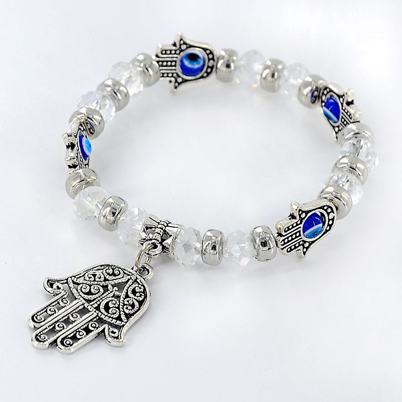Ornament Fatima Palm Devil's Eye Beaded Bracelet Trendy Versatile Bangle Hot Sale_voghion.com