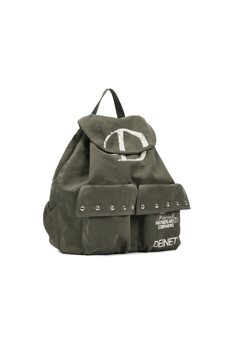 Zaino con lettere coreane, tinta unita, con coulisse, grande capacità, rivetti, borsa da donna in tela_voghion.com