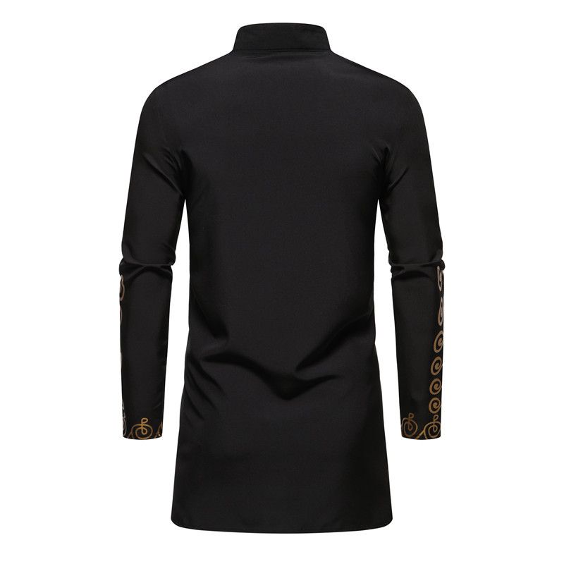 CT New Long Sleeve Shirt Wind Print Robe Men's Casual Set Top_voghion.com