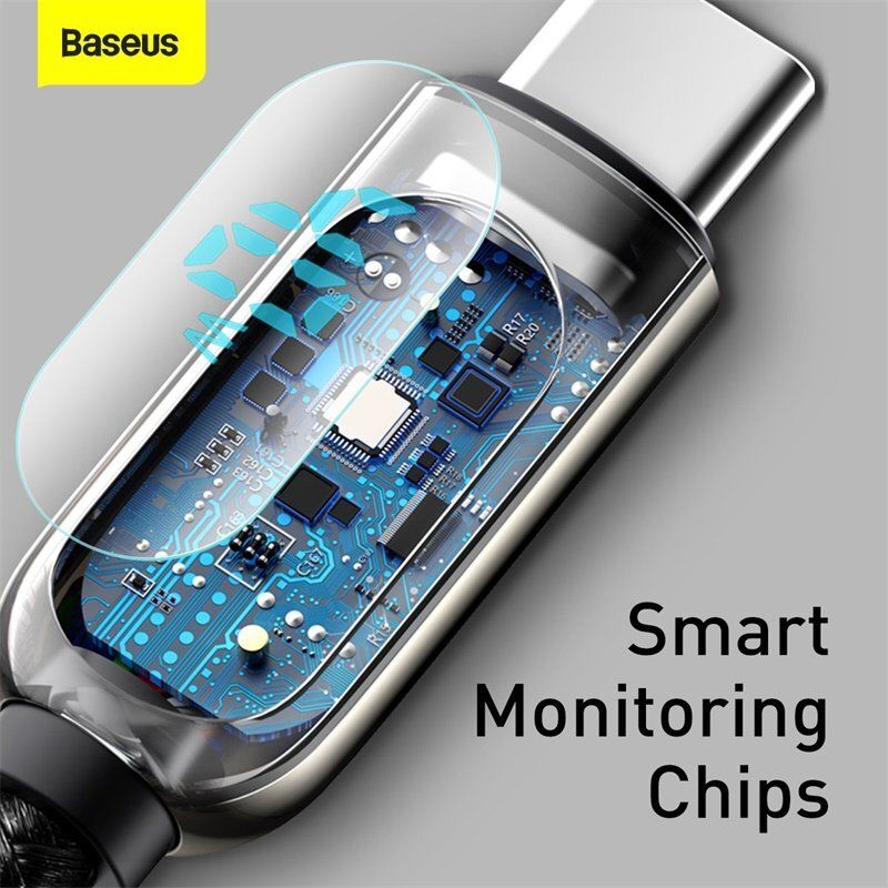 Câble de charge rapide Baseus USB vers Type-C 5A, câble de données LED pour Huawei et LG_voghion.com