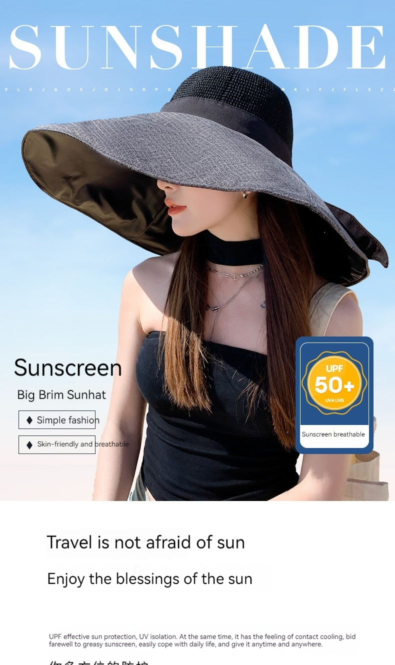 Cappello parasole da dea, cappello estivo con protezione solare per esterni, cappello da pescatore con tesa larga resistente ai raggi UV, cappello da sole da spiaggia_voghion.com