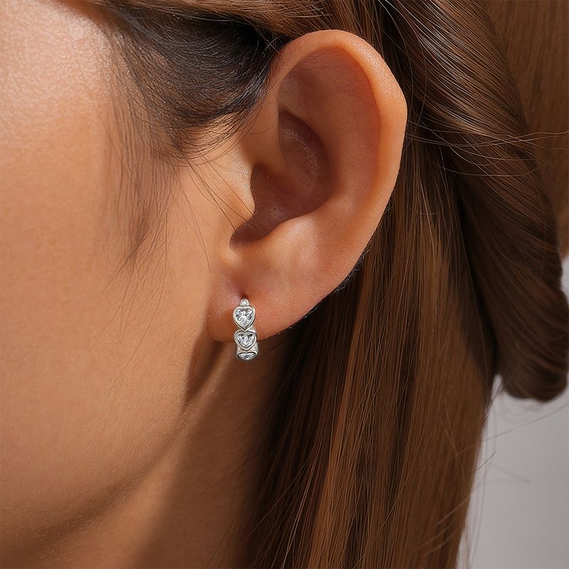Women's Jewelry Simple S925 Sterling Silver Classic Light Luxury Personality Double Row Diamond Earrings Huggie Earring_voghion.com