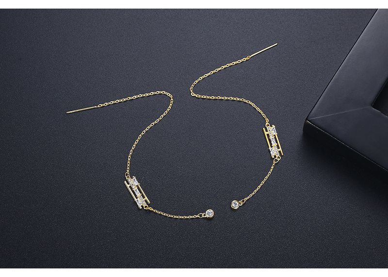 Eleganti orecchini pendenti con nappe e pietre di zircone, design geometrico, graziosi orecchini a catena lunga per donna, orecchini lunghi semplici e alla moda_voghion.com