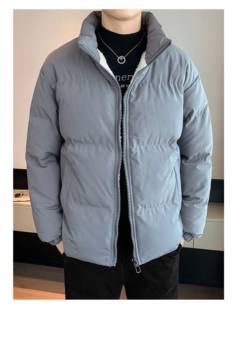 Giacca invernale da uomo con collo alto – Piumino in velluto di ispirazione coreana (nero/grigio/kaki) | Cappotto corto elegante e caldo_voghion.com
