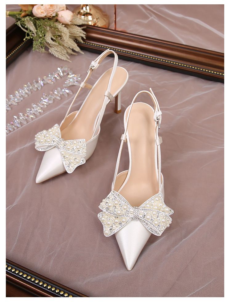 High Heels Women Stiletto Heels Heels Sandals Yaxua Huidog Summer New Style Closed Toe Backless Sadals For Wome With Detachable Butterfly Pearl Simpl_voghion.com