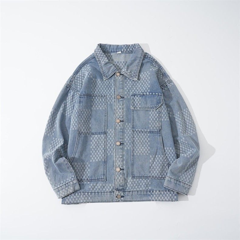 Unisex Jeansjacke – Oversized Streetwear Mantel mit Used-Details (Schwarz/Blau)_voghion.com