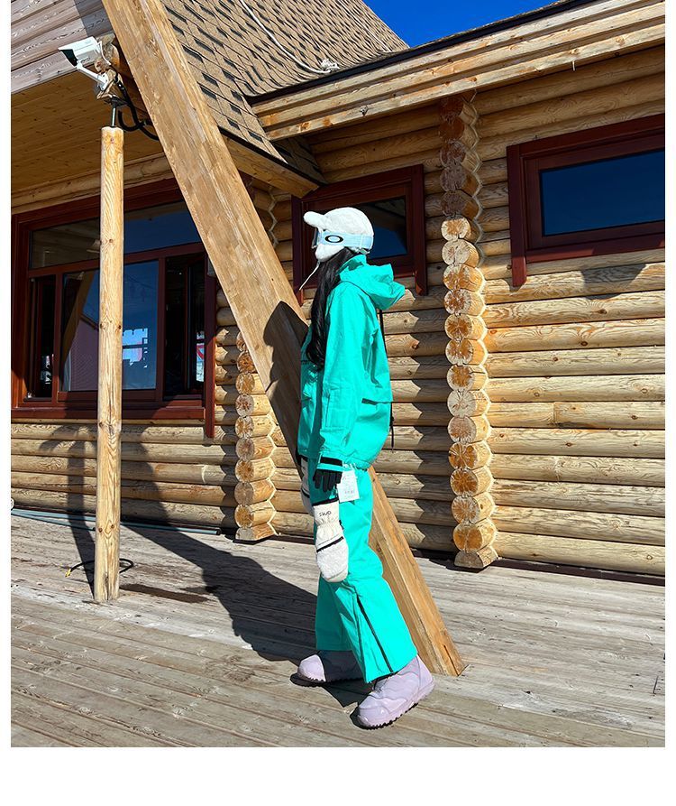 Snowboarding With Hood For Women, Bright Color, Waterproof, Warm, Fleece-Lined, Thickened Coat, Mountaineering Jacket_voghion.com