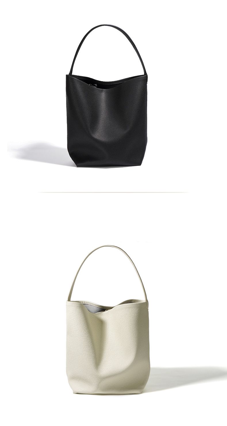 Borsa a secchiello in pelle di mucca da donna, grande capacità, stile pigro, a tracolla, sotto le ascelle, grande borsa 2024, nuova borsa casual tote_voghion.com