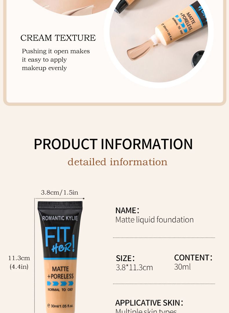 Face Foundation New ROMANTIC KYLIE Concealer Foundation Matte Brightening Long Lasting Makeup Foundation_voghion.com