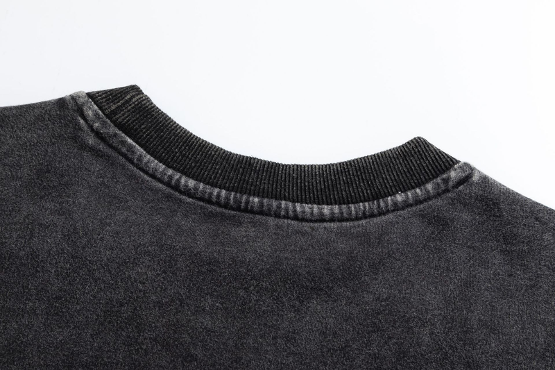 Herrenbekleidung Vintage-Monogramm-bedruckter Kettenschmuck Waschwasserschwarzer lässiger Kapuzenpullover für Männer und Frauen gleichermaßen_voghion.com