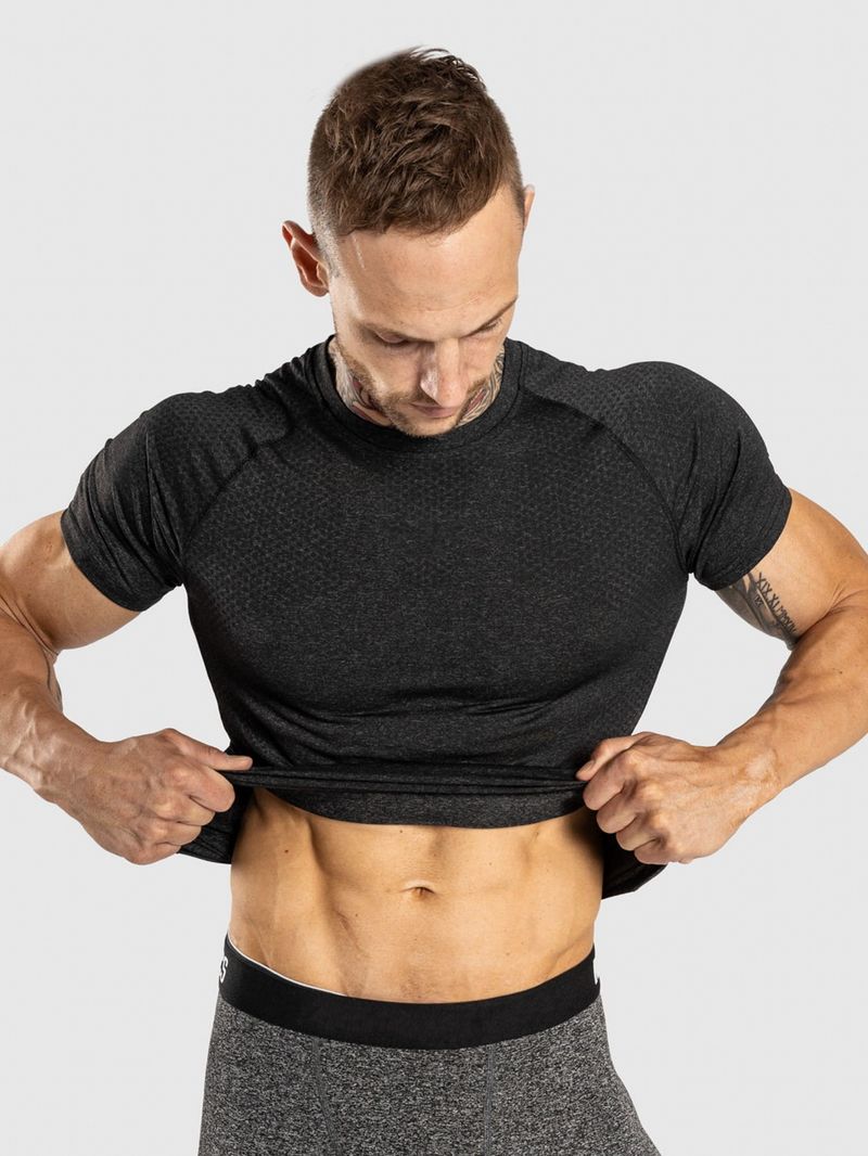T-shirt de sport à manches courtes pour homme, vêtement de course à pied, imprimé, moulant, taille européenne, séchage rapide, été_voghion.com