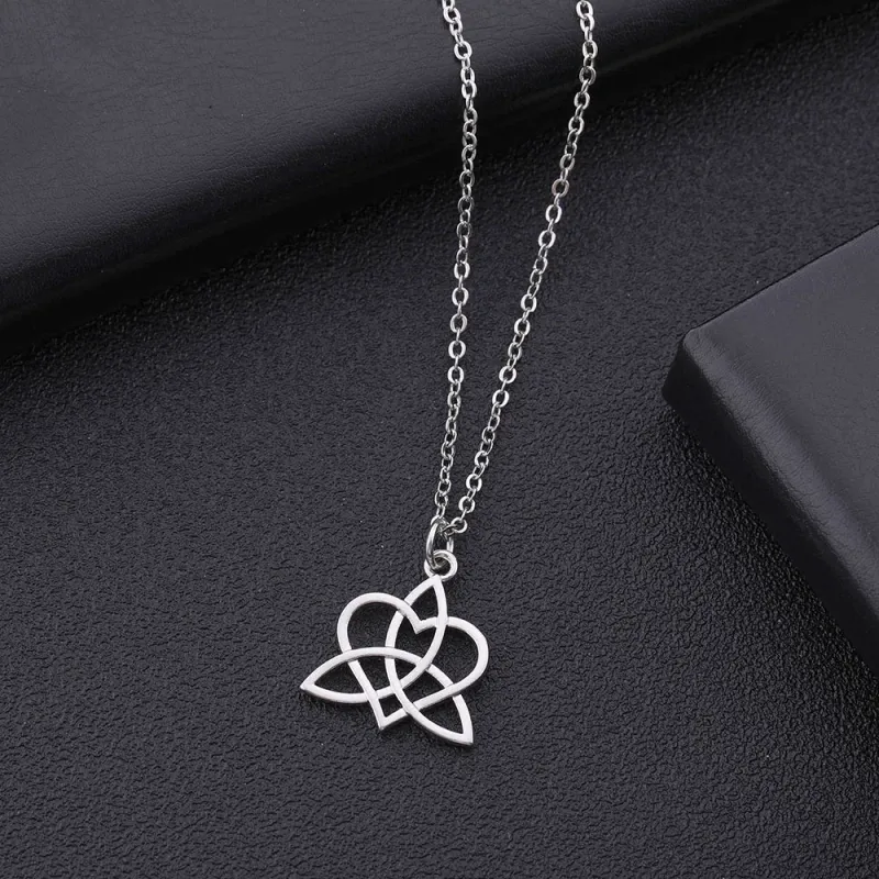 Moda Skyrim Vichingo Celtico Nodo d'Amore Ciondolo Geometrico Argento Antico Triquetra Catena Collana Amuleto Gioiello Regalo per Donne_voghion.com