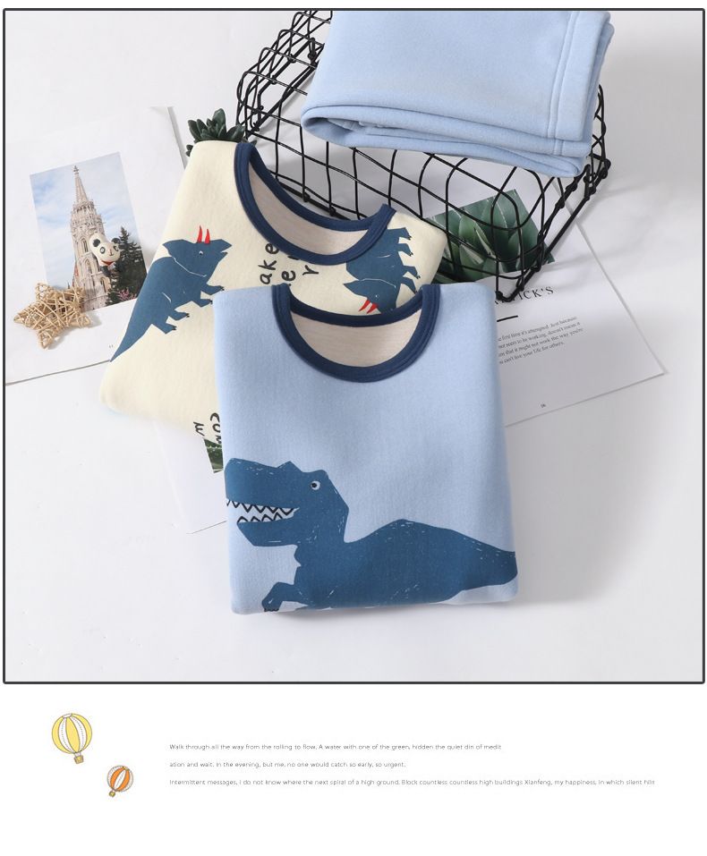 Conjunto de ropa de abrigo para niños, ropa interior gruesa de lana integrada para otoño e invierno, ropa interior gruesa de lana para niño_voghion.com