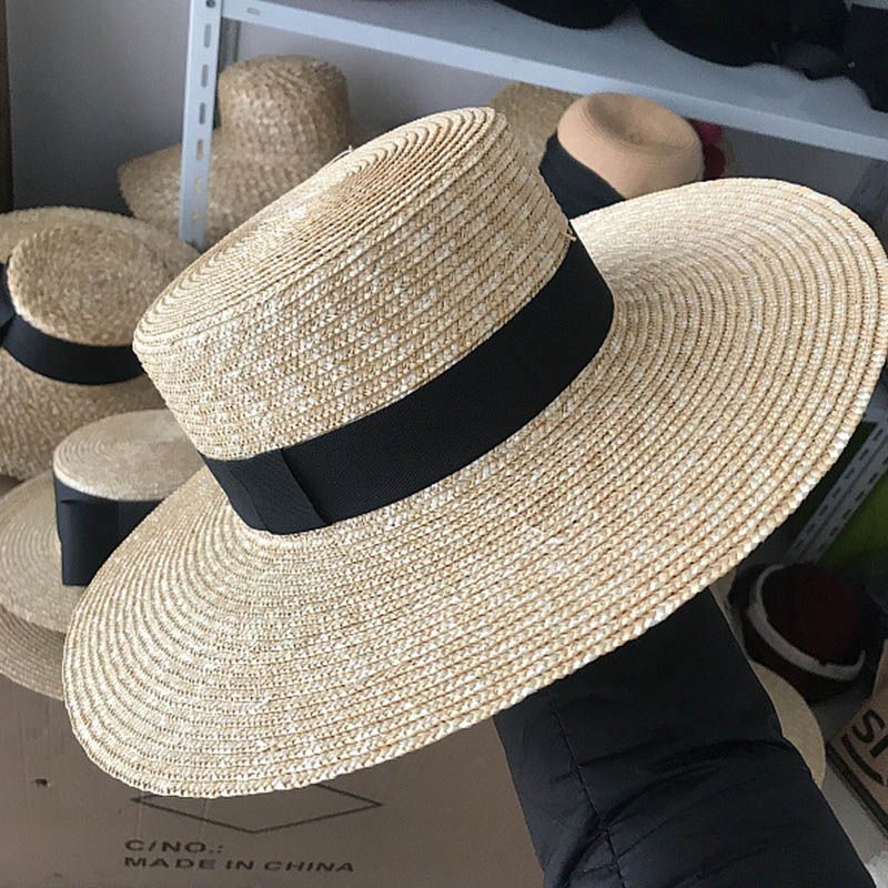 Fashion Fashion Classical Beach Ribbon Bowknot Boater Wide Brim Summer Sun Hats for Women Ladies Wheat Straw Cap Kentucky Derby Hat_voghion.com