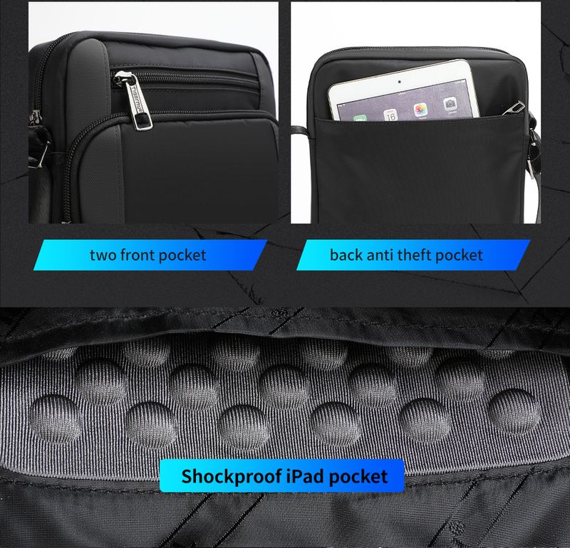 Borsa a tracolla vintage impermeabile Tigernu, antiurto, adatta per iPad da 9,7", marsupio da uomo_voghion.com