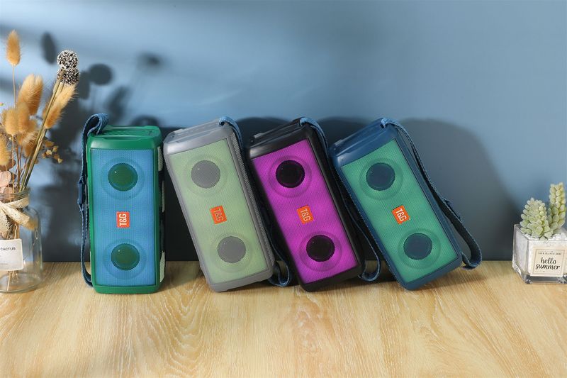 Nuevo Altavoz Bluetooth TG345 para exteriores, luz LED colorida, Radio, tarjeta de inserción, caja, transmisión, Subwoofer_voghion.com