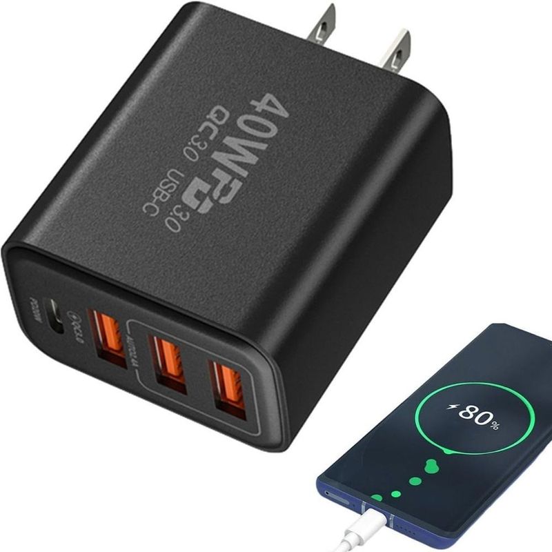 4Ports USB C Charging Plug 40W Phone Plug Adapter USB Wall Charger Adapter_voghion.com
