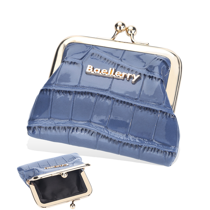 Baellerry Nuovo portafoglio in latta lucida con motivo coccodrillo e portamonete con clip in metallo_voghion.com