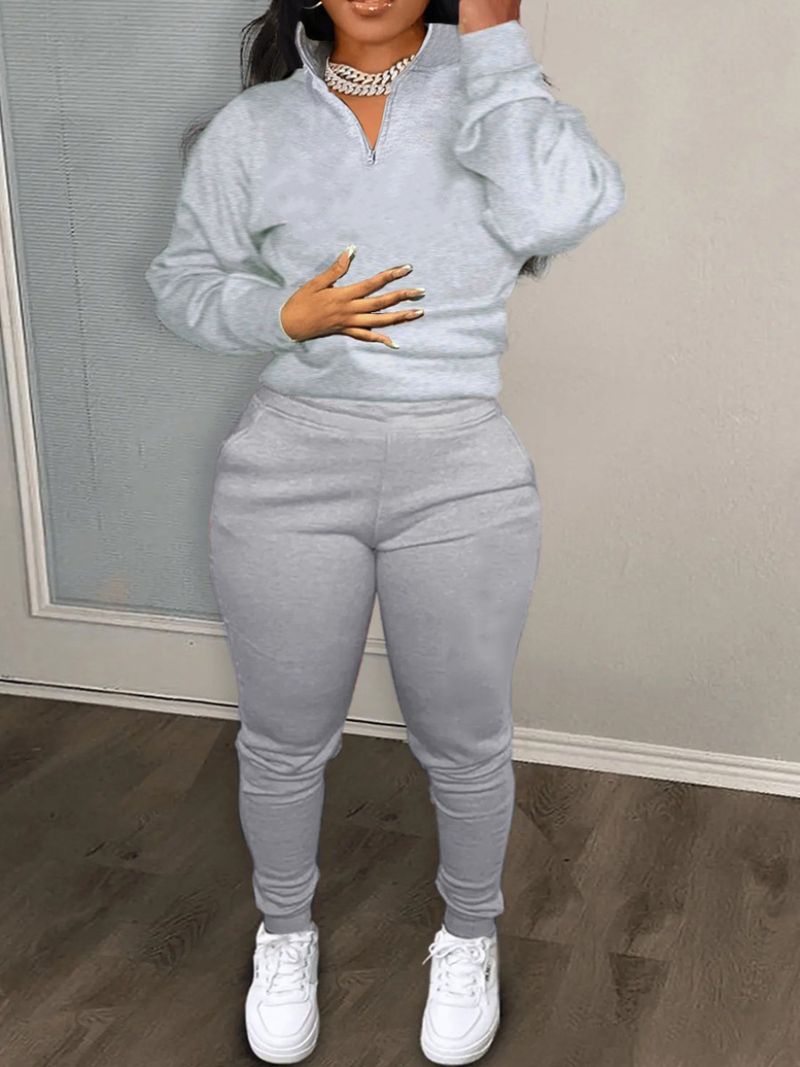 women's solid color casual sports suit_voghion.com