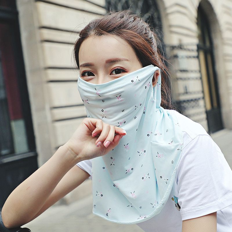 Sommer UV Ice Silk Halsmaske Sonnenschutz Atmungsaktiv Radfahren Sonnenschutz Gesichtsschutz Schal für Frauen_voghion.com