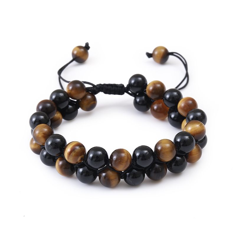 Bracciale da donna con pietre preziose naturali a doppio strato, con chiusura a pressione, da 8 mm, con perline singole di vari colori e miste_voghion.com