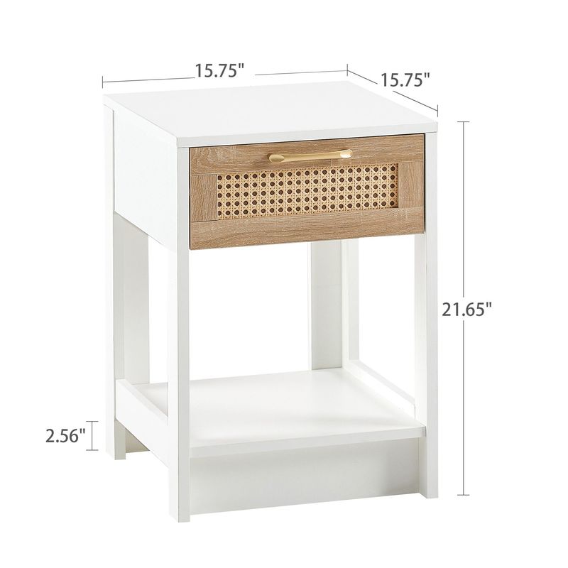 15.75" Rattan End Table With Drawer, Modern Nightstand, Side Table For Living Room, Bedroom_voghion.com
