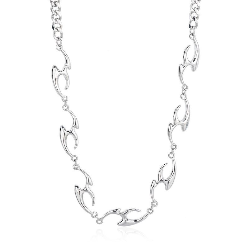 Onregelmatig gevormde titanium stalen textuur ketting straatstijl hiphop trend mannen en vrouwen high-end sleutelbeen ketting_voghion.com